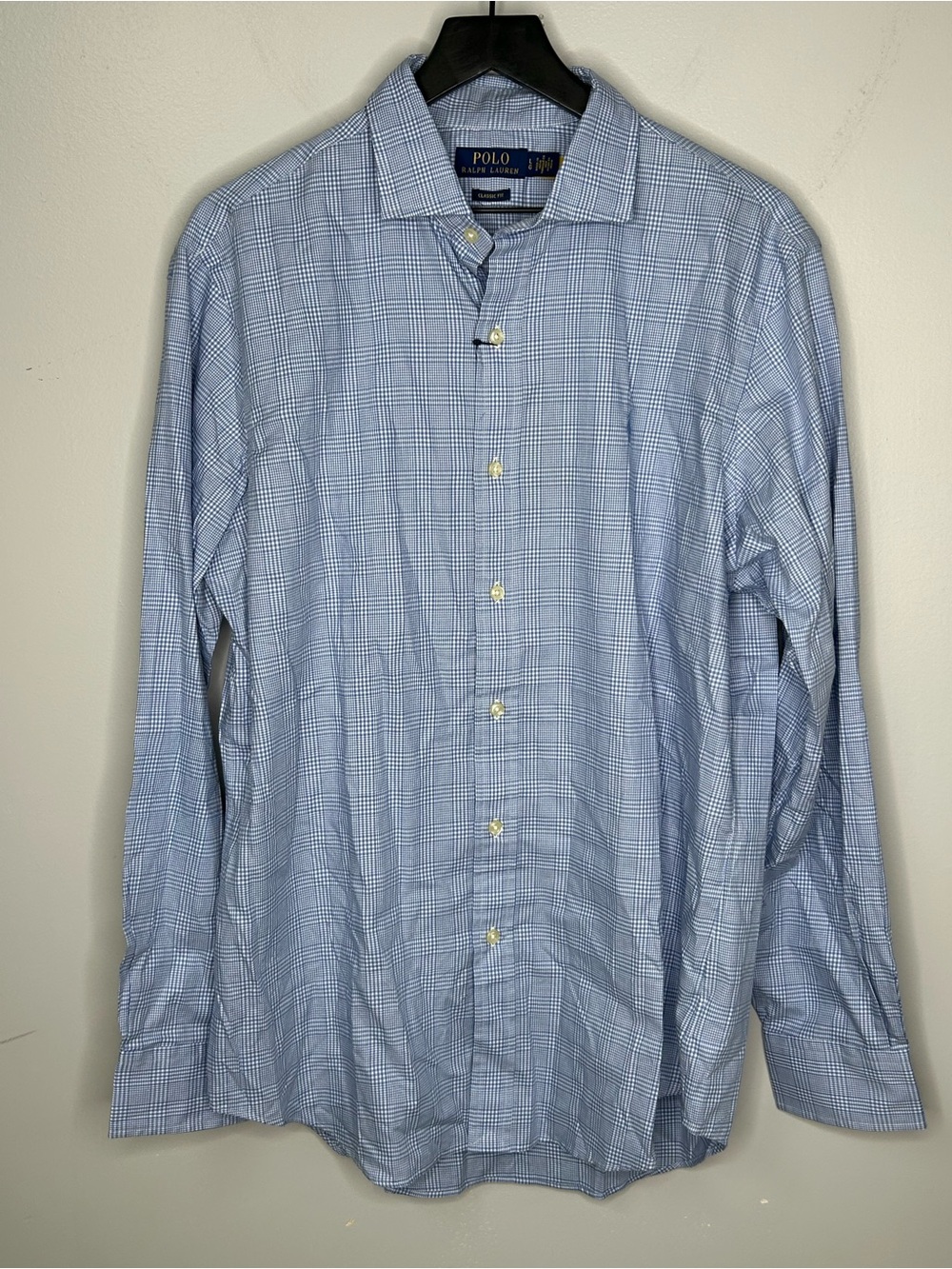 Polo Ralph Lauren Classic Blue Plaid Button Down Long Sleeve Shirt Size L NWT